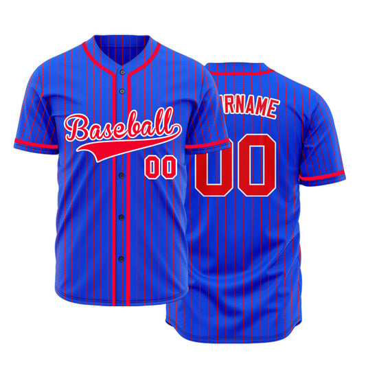 Custom Blue And Red Lines Baseball Jersey