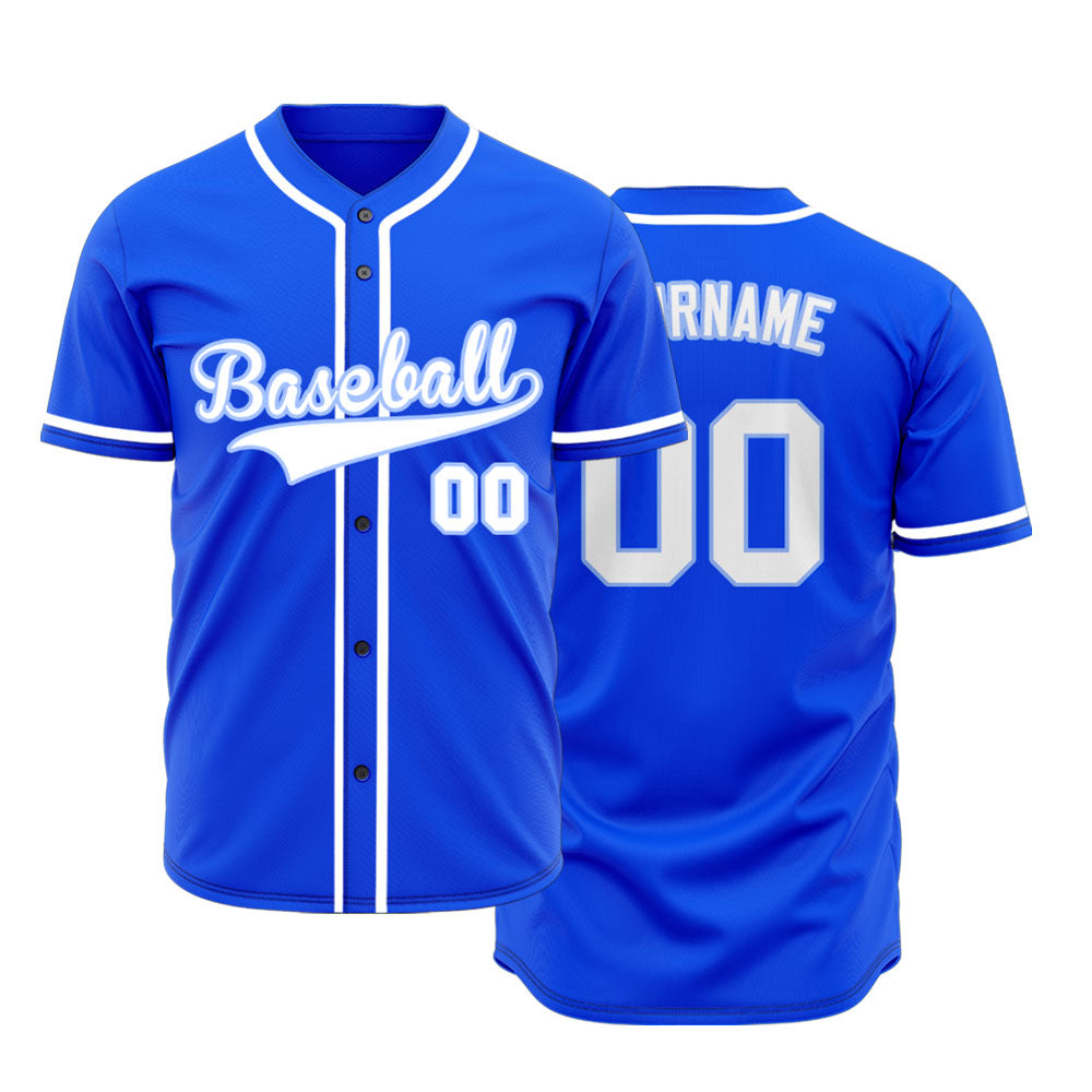 Custom Blue And White Baseball Jersey