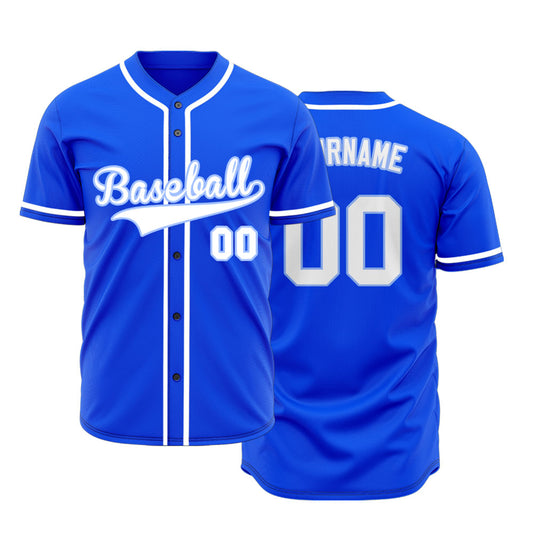 Custom Blue And White Baseball Jersey
