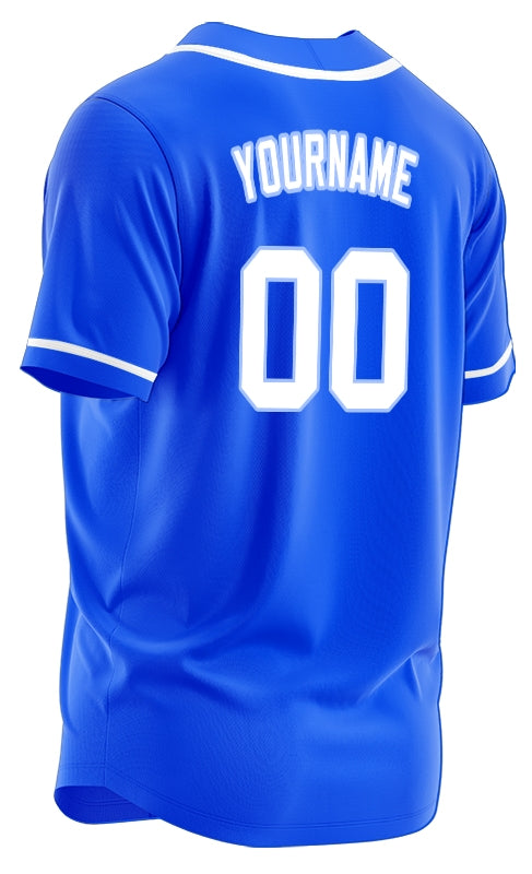 Custom Blue And White Baseball Jersey
