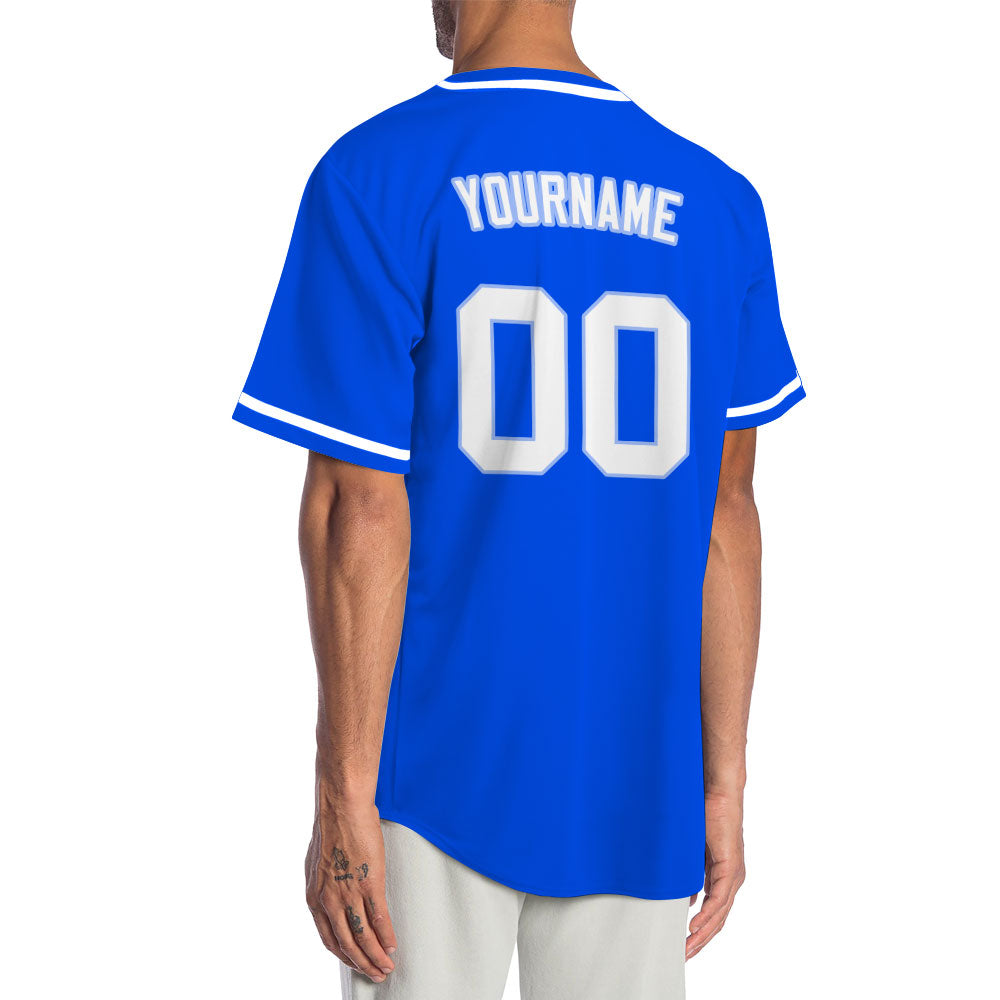 Custom Blue And White Baseball Jersey