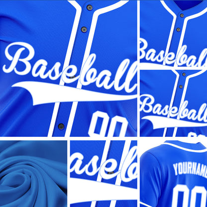 Custom Blue And White Baseball Jersey