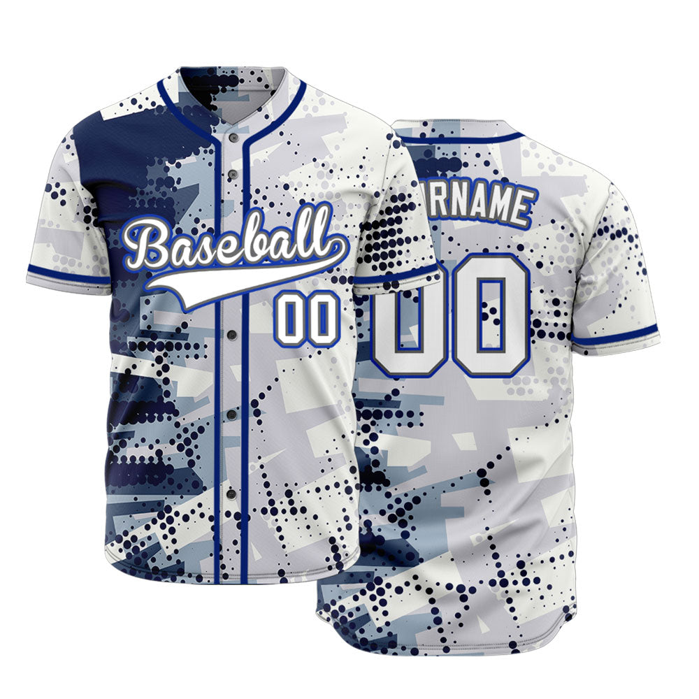 Custom Blue Halftone Baseball Jersey
