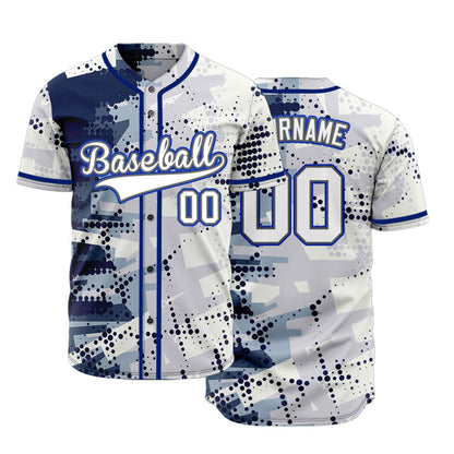 Custom Blue Halftone Baseball Jersey