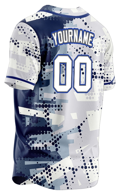 Custom Blue Halftone Baseball Jersey