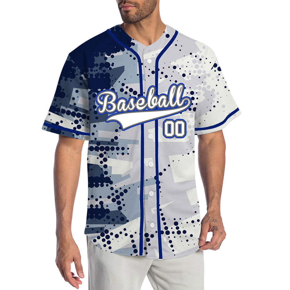 Custom Blue Halftone Baseball Jersey