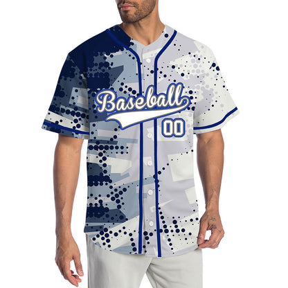 Custom Blue Halftone Baseball Jersey