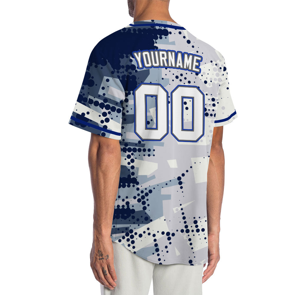 Custom Blue Halftone Baseball Jersey