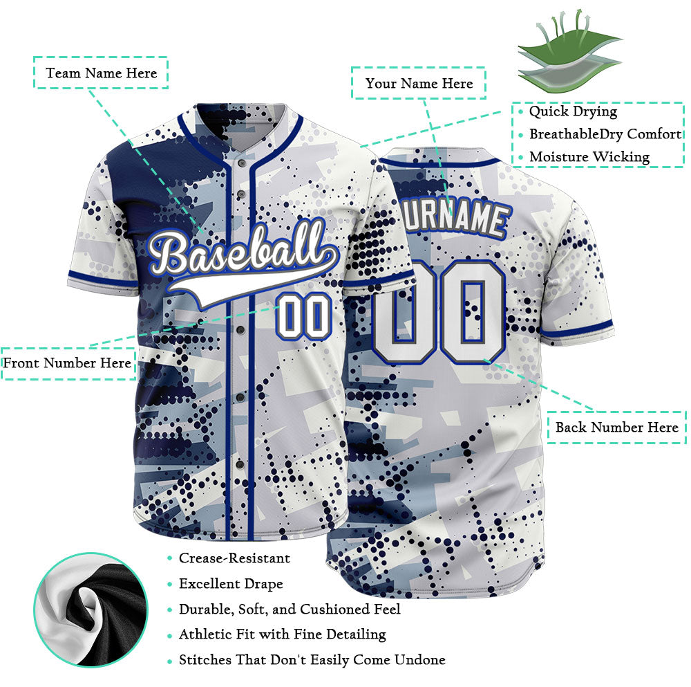 Custom Blue Halftone Baseball Jersey