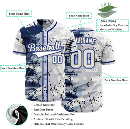 Custom Blue Halftone Baseball Jersey