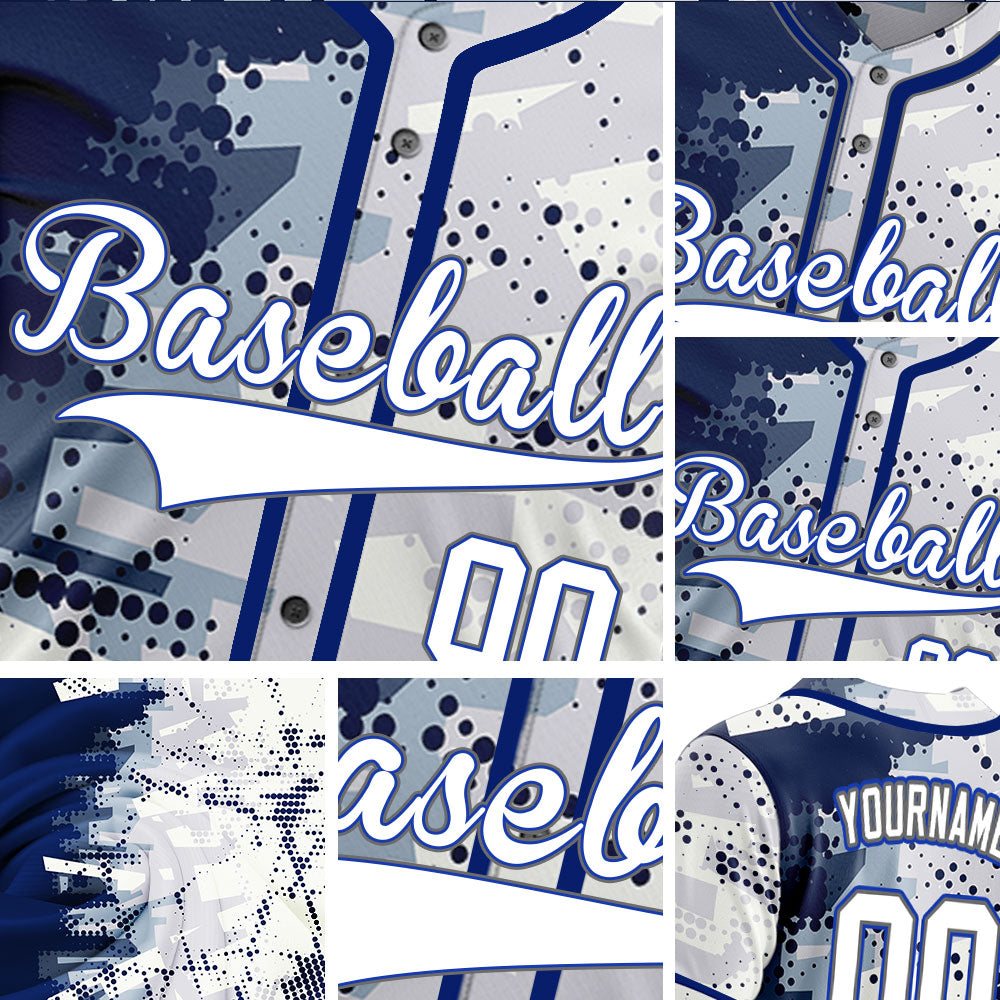 Custom Blue Halftone Baseball Jersey
