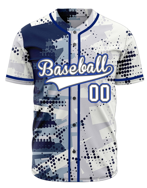 Custom Blue Halftone Baseball Jersey