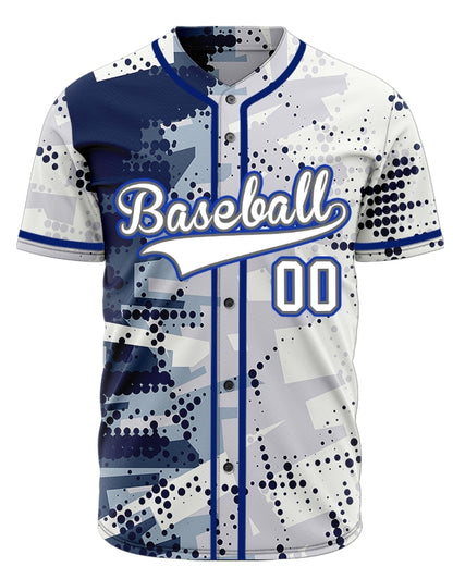 Custom Blue Halftone Baseball Jersey