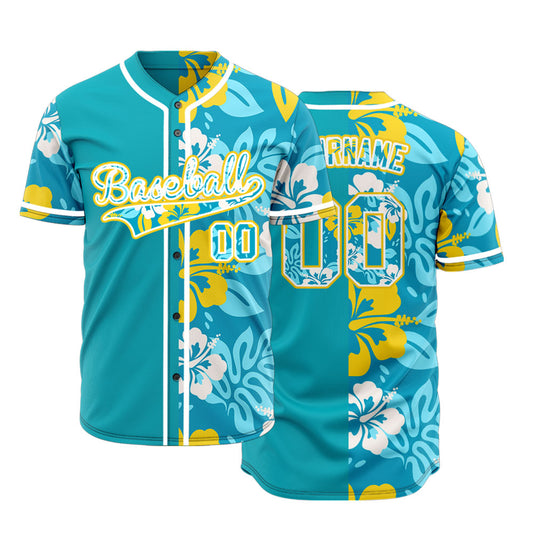 Custom Blue Hawaiian Baseball Jersey