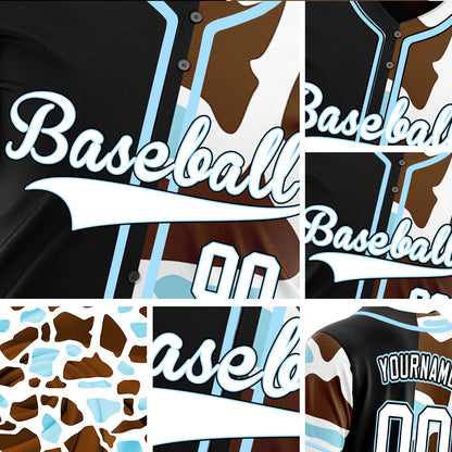 Custom Blue Leopard Half Black Baseball Jersey