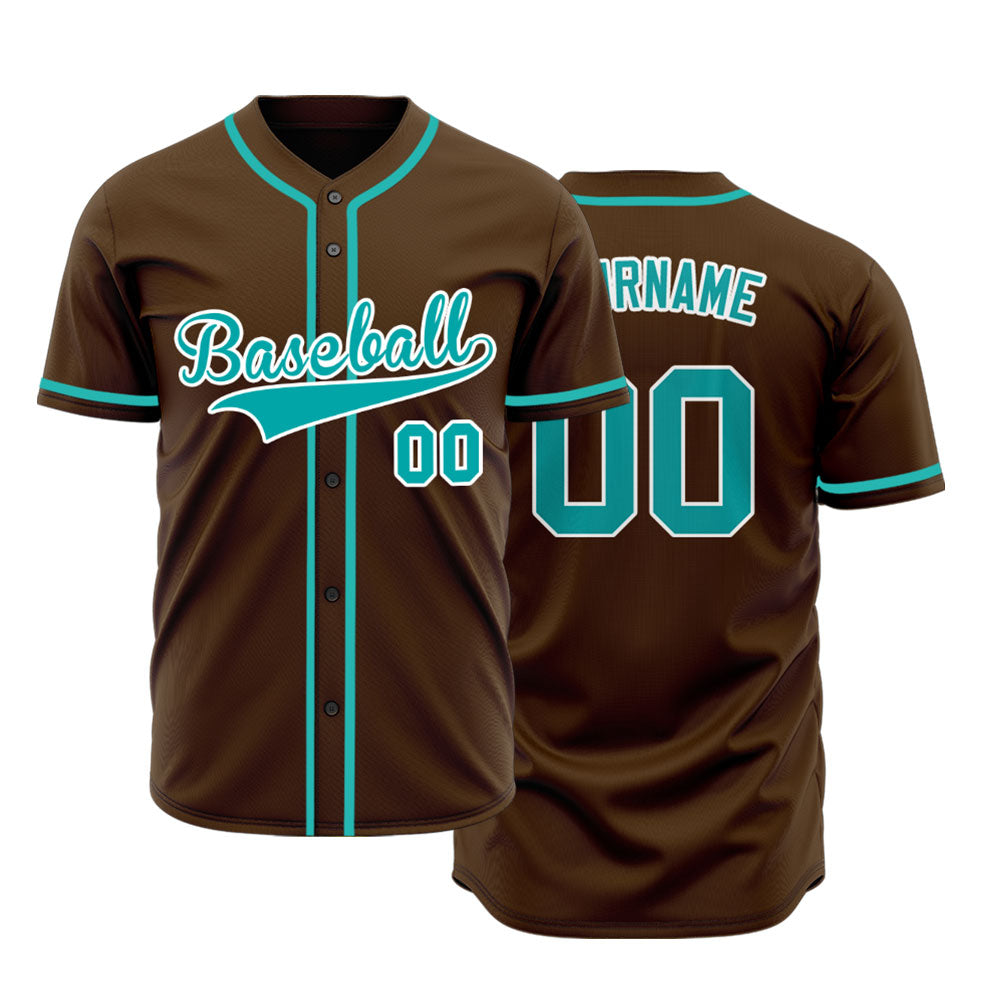 Custom Brown And Blue Baseball Jersey