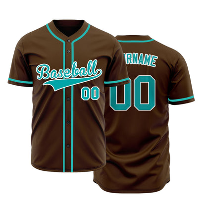 Custom Brown And Blue Baseball Jersey