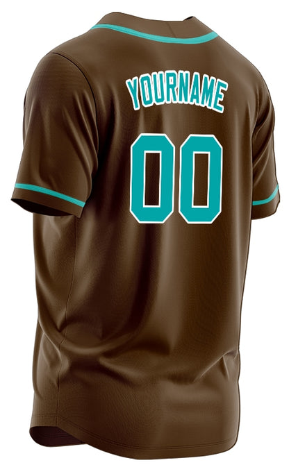 Custom Brown And Blue Baseball Jersey