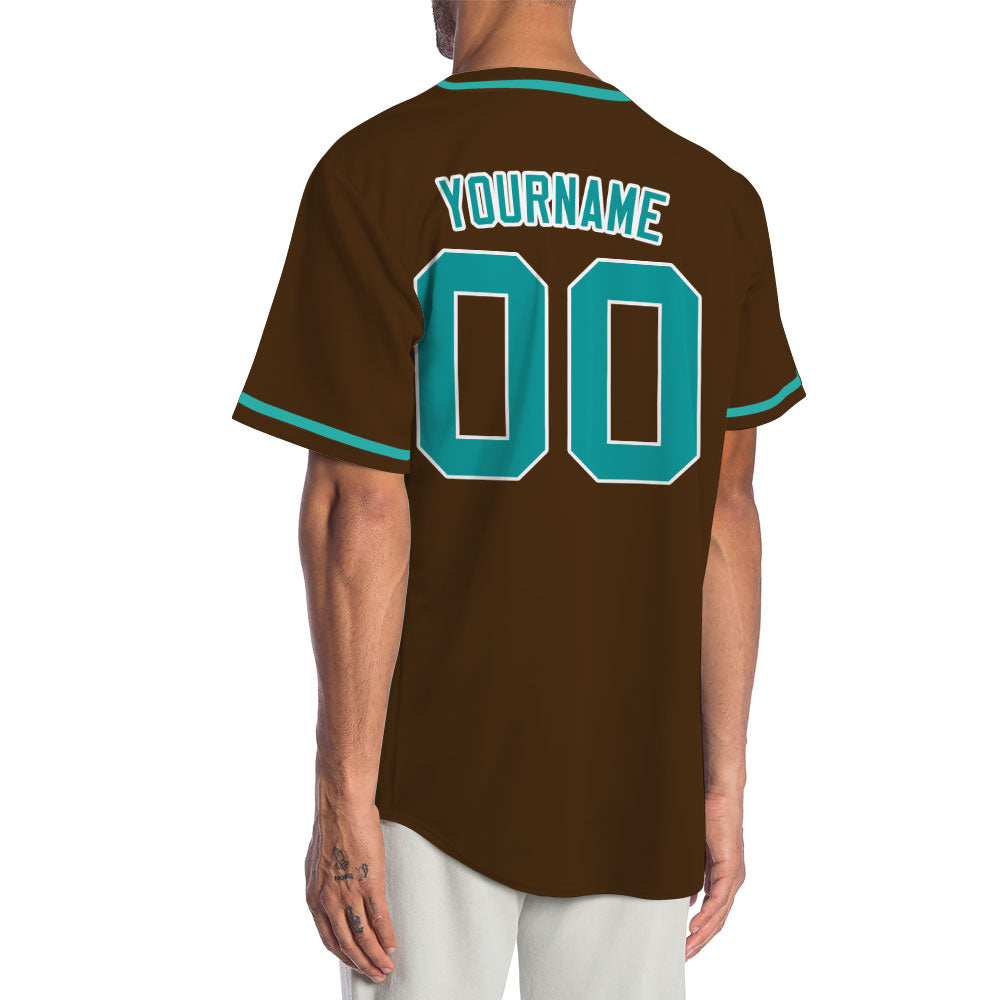 Custom Brown And Blue Baseball Jersey