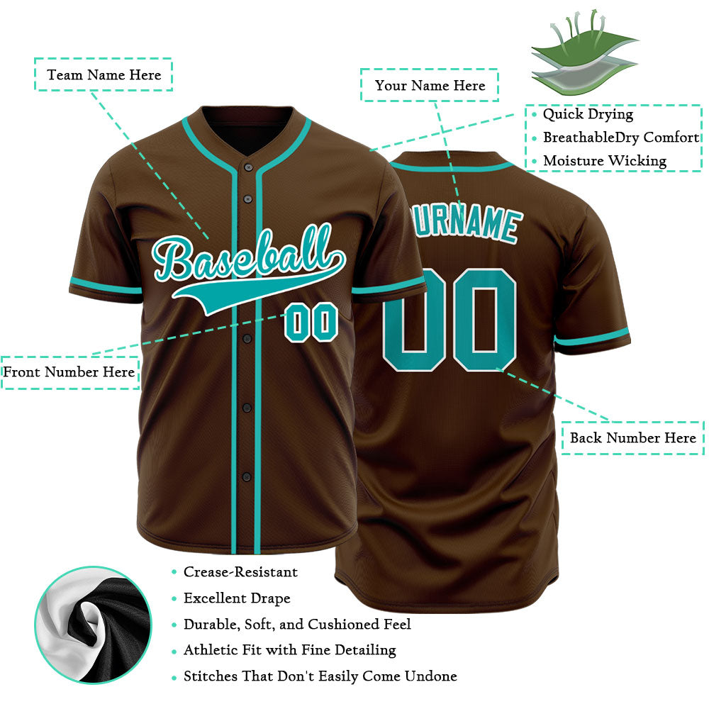 Custom Brown And Blue Baseball Jersey