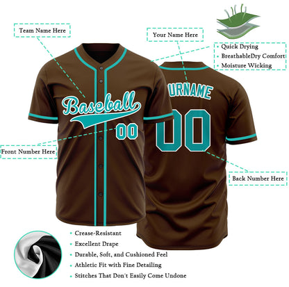 Custom Brown And Blue Baseball Jersey