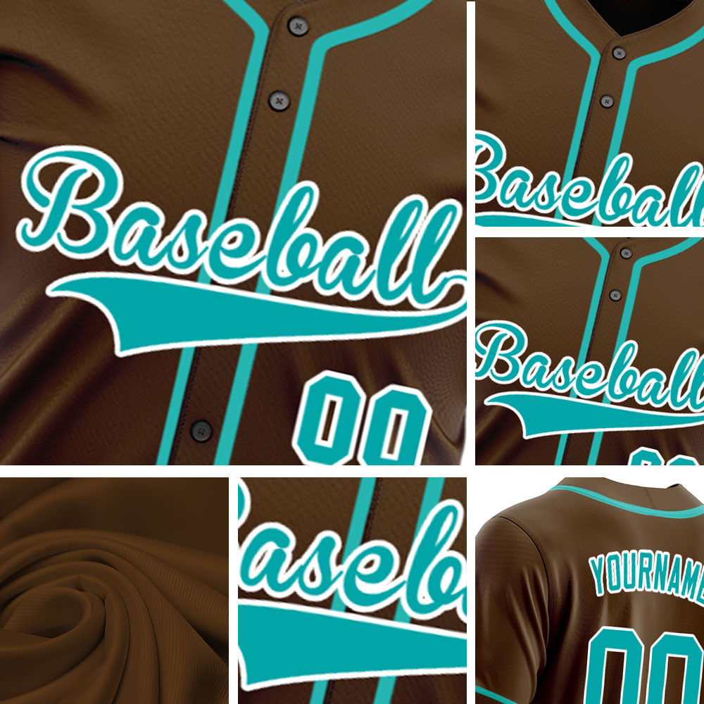 Custom Brown And Blue Baseball Jersey