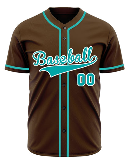 Custom Brown And Blue Baseball Jersey