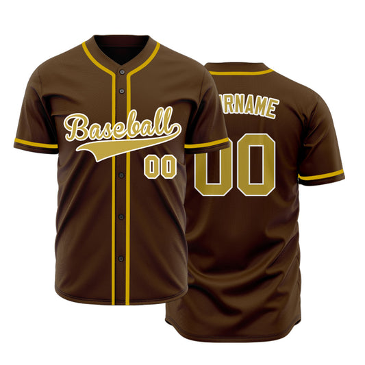 Custom Brown And Gold Baseball Jersey