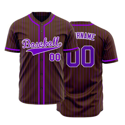 Custom Brown And Purple Lines Baseball Jersey