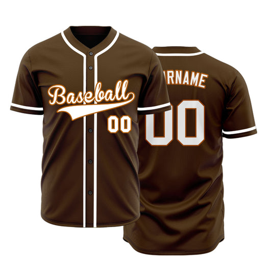Custom Brown And White Baseball Jersey