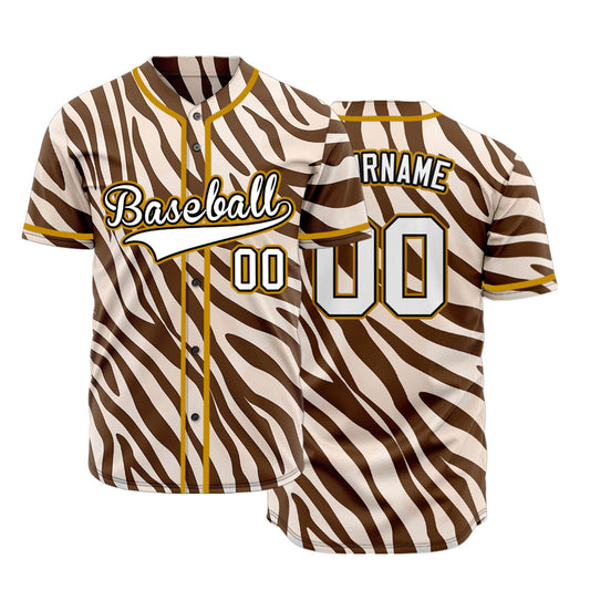 Custom Brown Zebra Texture Baseball Jersey