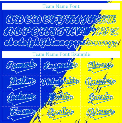 Custom Blue Yellow Ink Baseball Jersey