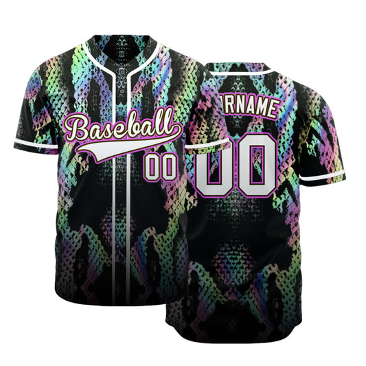 Custom Colorful Snake Gradient Baseball Jersey