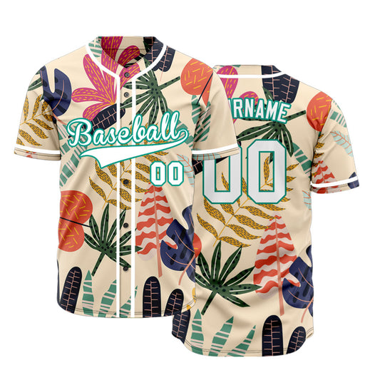 Custom Beige Hawaiian Baseball Jersey