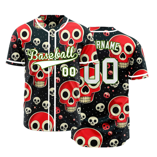 Custom Big And Small Skull Baseball Jersey