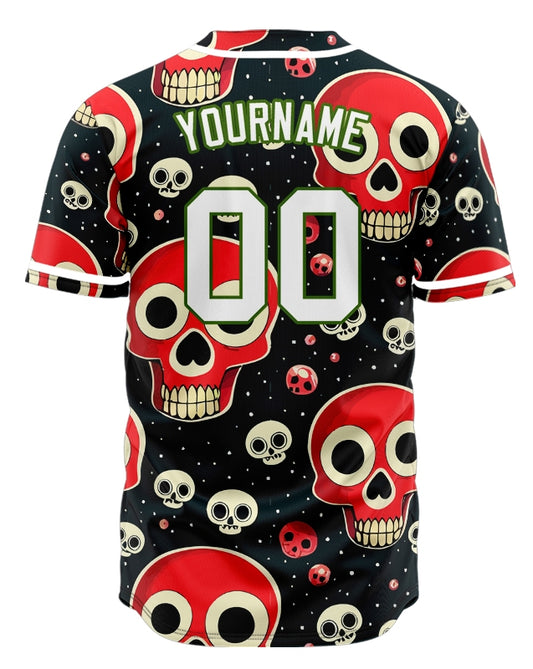 Custom Big And Small Skull Baseball Jersey