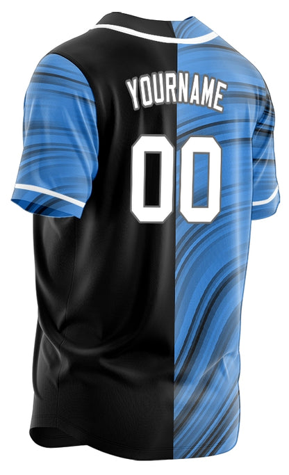 Custom Black Blue Grey Lines Baseball Jersey
