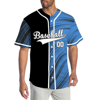 Custom Black Blue Grey Lines Baseball Jersey