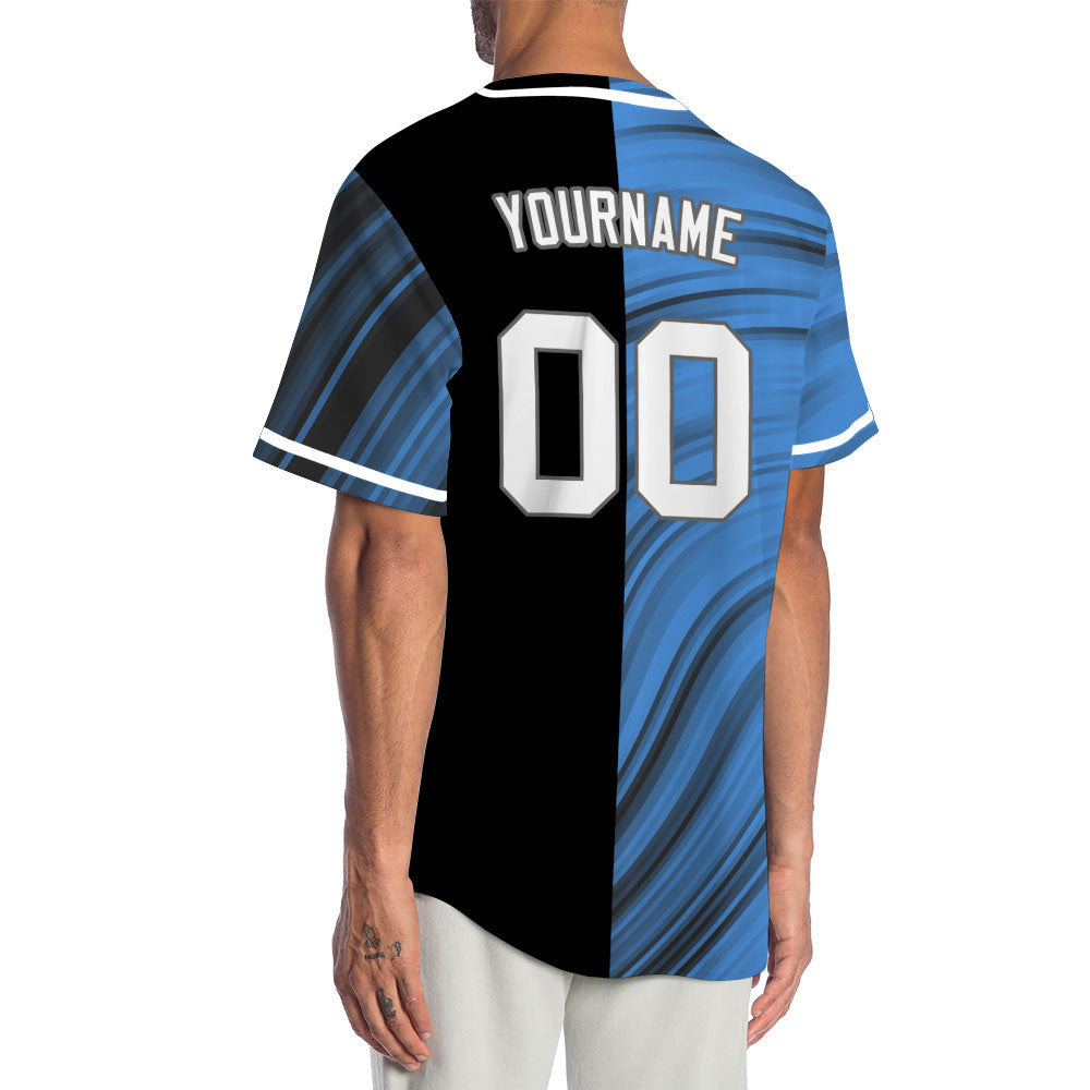 Custom Black Blue Grey Lines Baseball Jersey