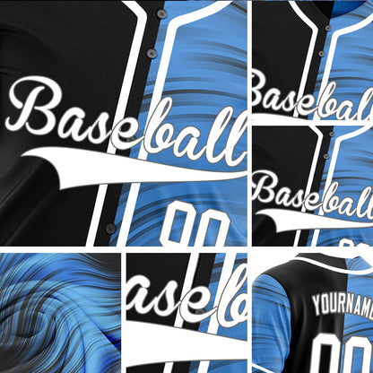 Custom Black Blue Grey Lines Baseball Jersey