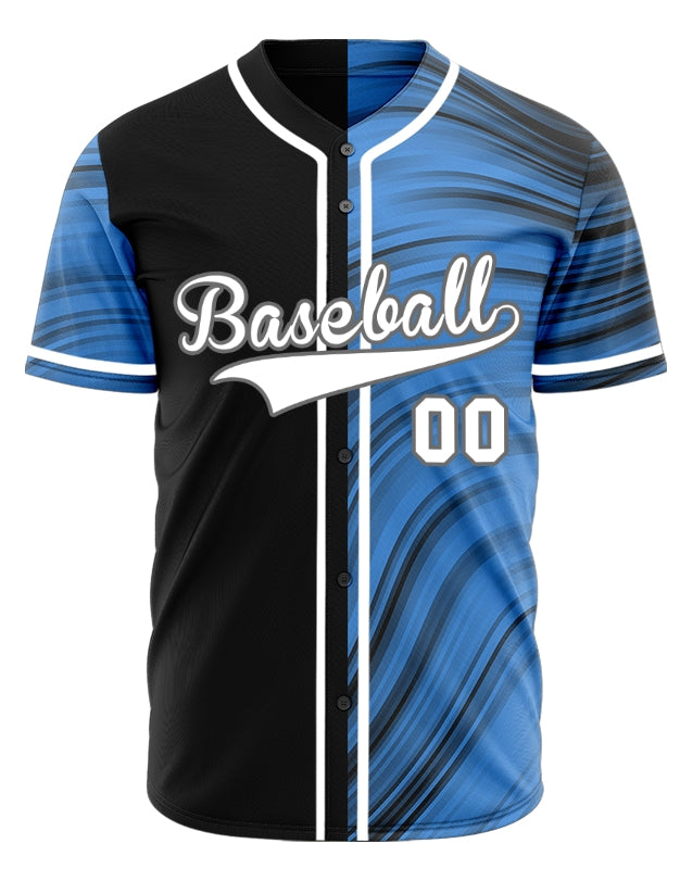 Custom Black Blue Grey Lines Baseball Jersey