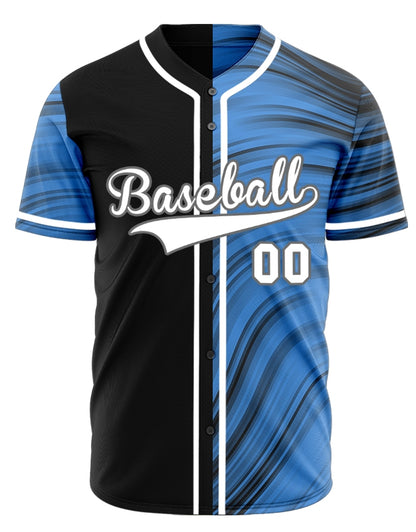 Custom Black Blue Grey Lines Baseball Jersey