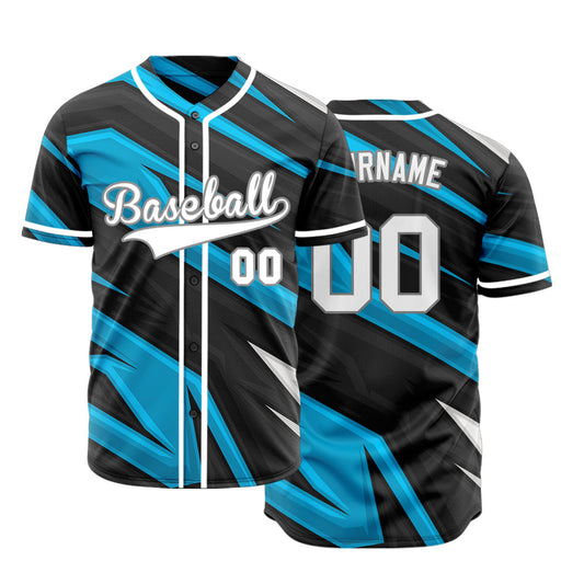 Custom Black Blue Yellow Lines Baseball Jersey