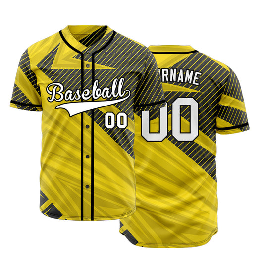 Custom Black Brown Yellow Parallel Lines Baseball Jersey