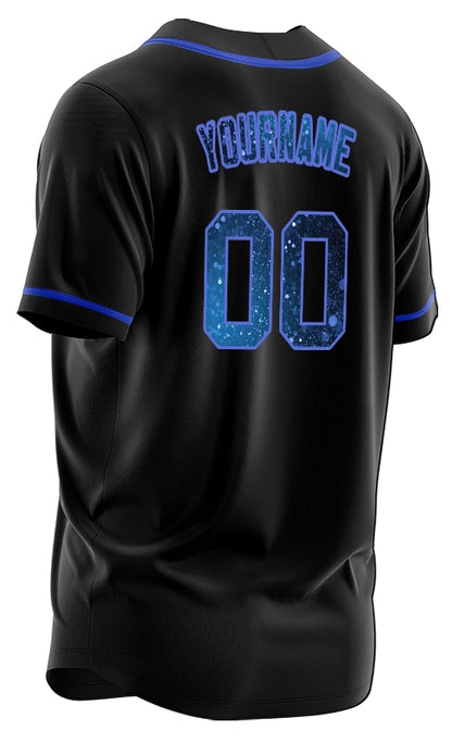 Custom Black Dark Blue Starry Sky Baseball Jersey