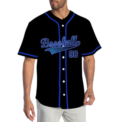 Custom Black Dark Blue Starry Sky Baseball Jersey