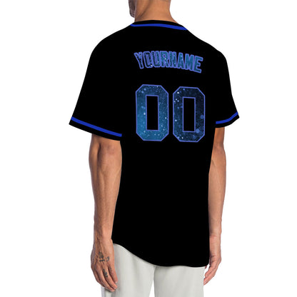 Custom Black Dark Blue Starry Sky Baseball Jersey