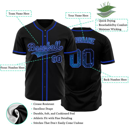 Custom Black Dark Blue Starry Sky Baseball Jersey