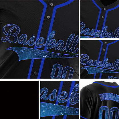 Custom Black Dark Blue Starry Sky Baseball Jersey