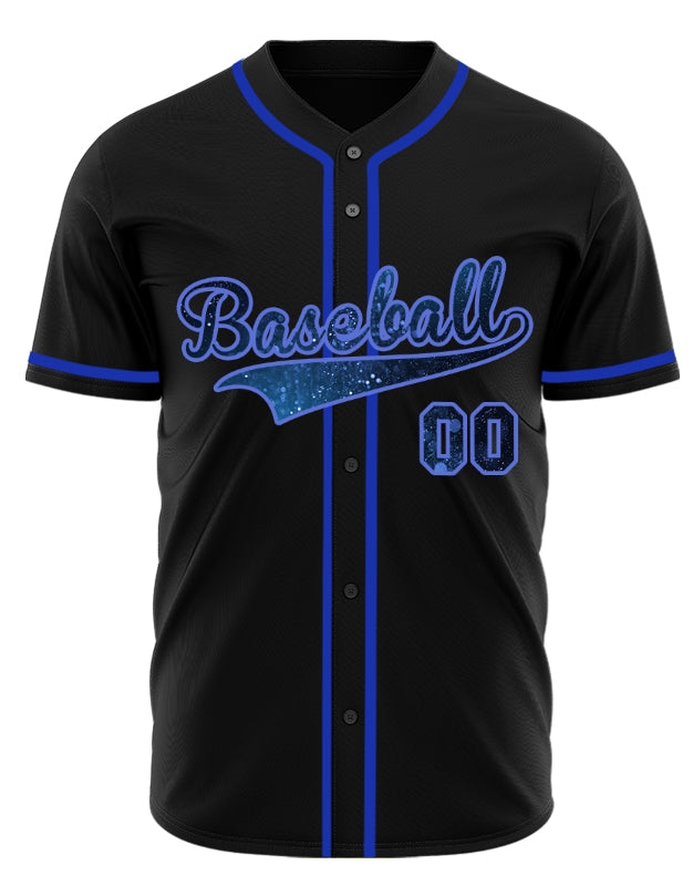 Custom Black Dark Blue Starry Sky Baseball Jersey